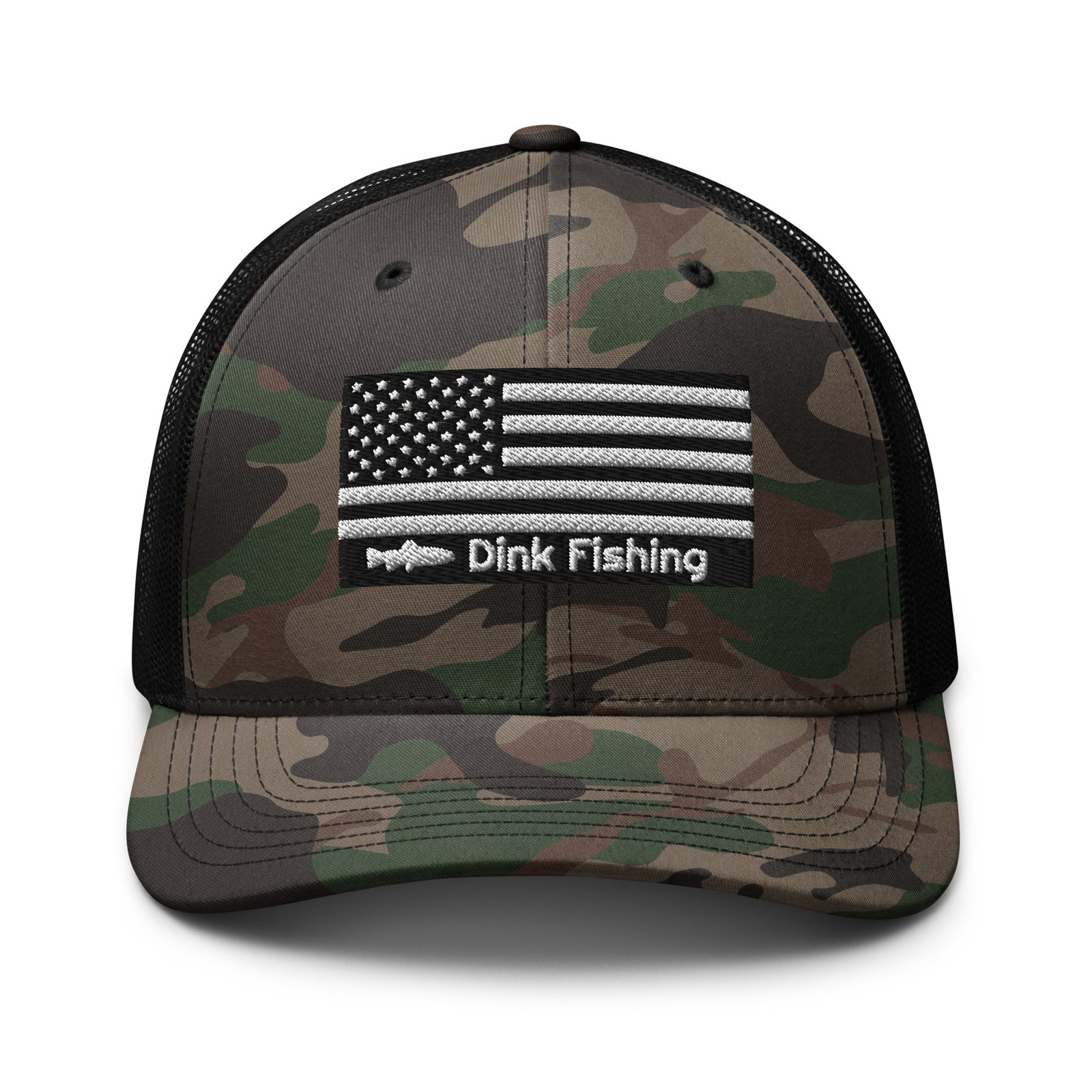 American Flag Logo Camouflage trucker hat – Dink Fishing